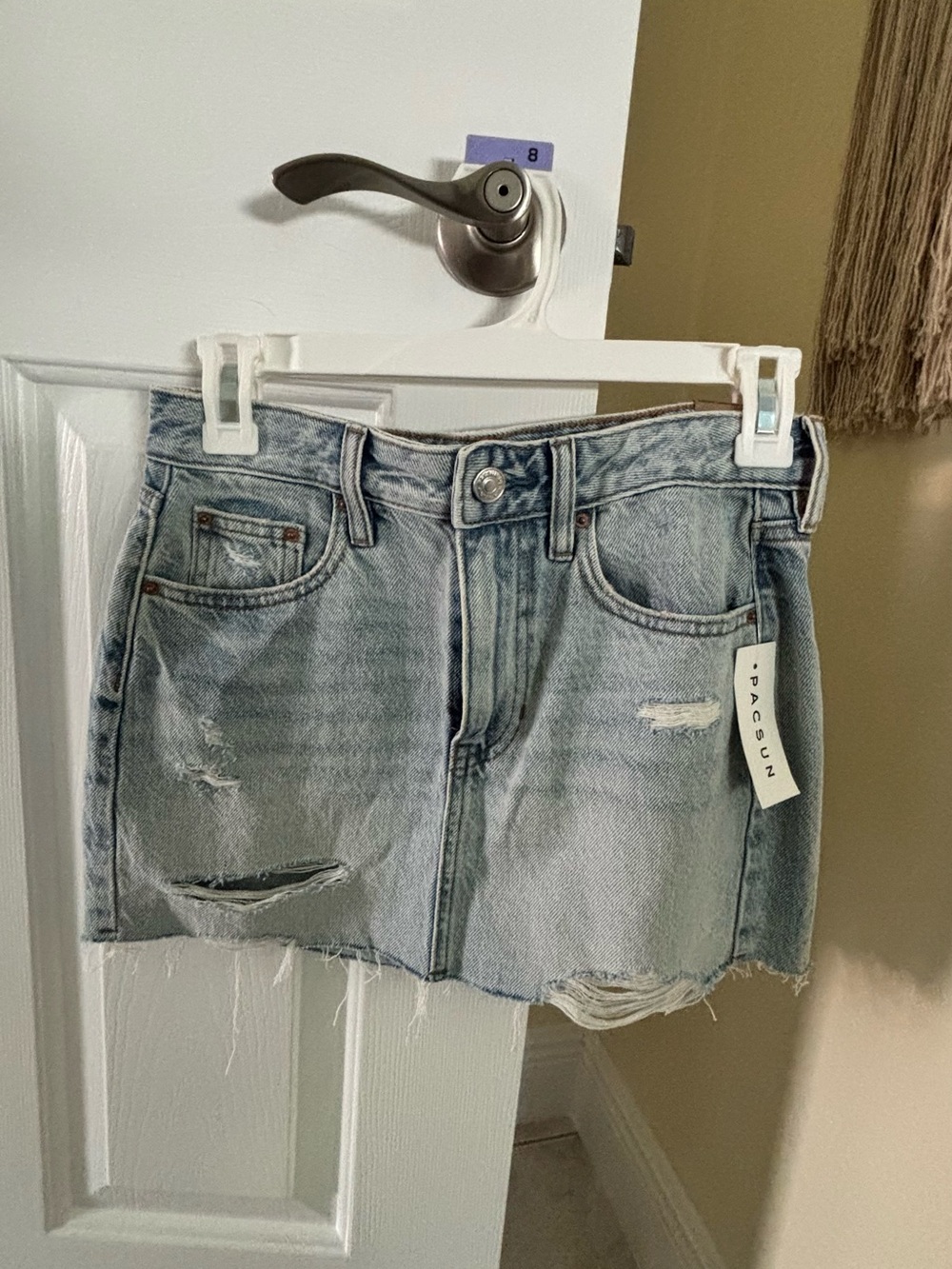 PacSun Light Blue Distressed Denim Mini Skirt